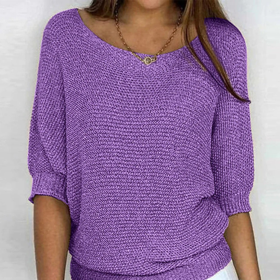 EB | Luftige Damenbluse mit Stilvollem Gestricktem Muster