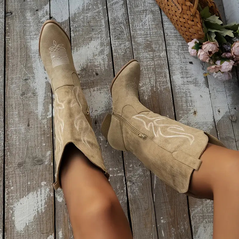 EB | Elegante Cowboy Damenstiefel mit Reißverschluss
