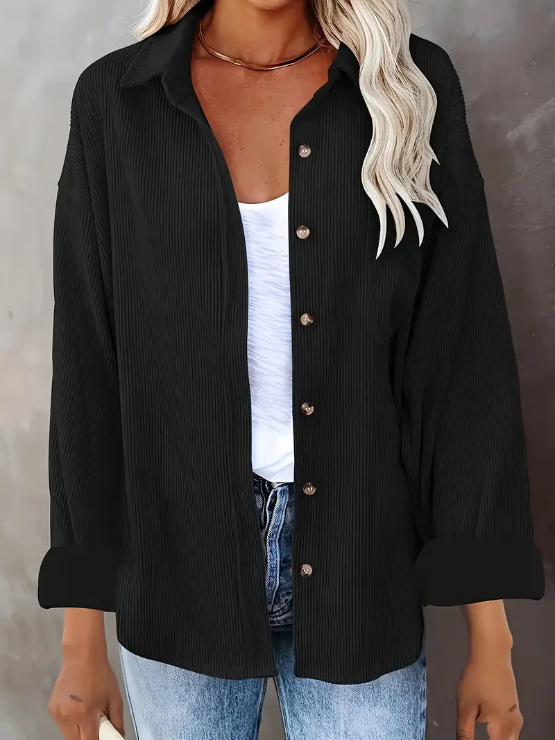 EB | Cordhosen Hemdbluse mit Knöpfen Leger