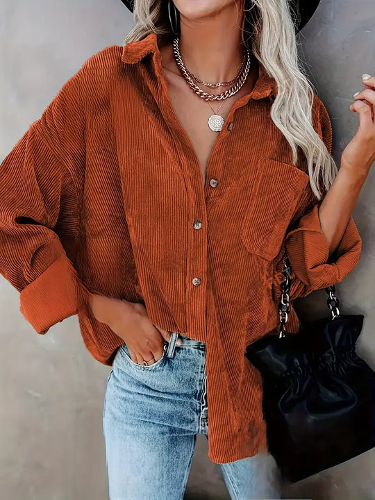 EB | Cordhosen Hemdbluse mit Knöpfen Leger
