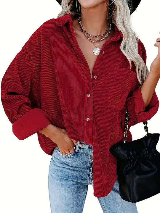 EB | Cordhosen Hemdbluse mit Knöpfen Leger