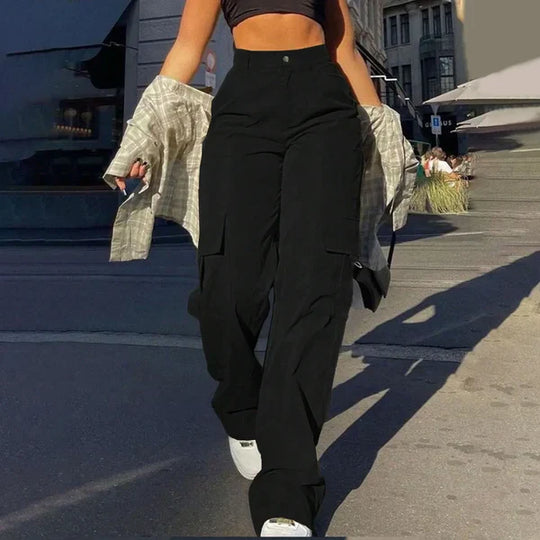 EB | High Waist Cargo Hose mit Seitlichem Ladevorgang Streetstyle