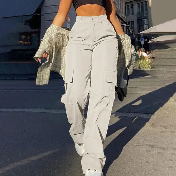 EB | High Waist Cargo Hose mit Seitlichem Ladevorgang Streetstyle