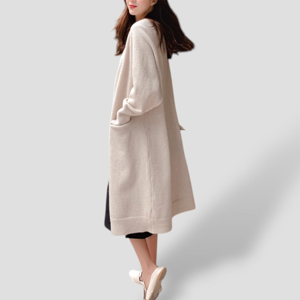 EB | Damen Cardigan mit langer offener Vorderseite und Taschen