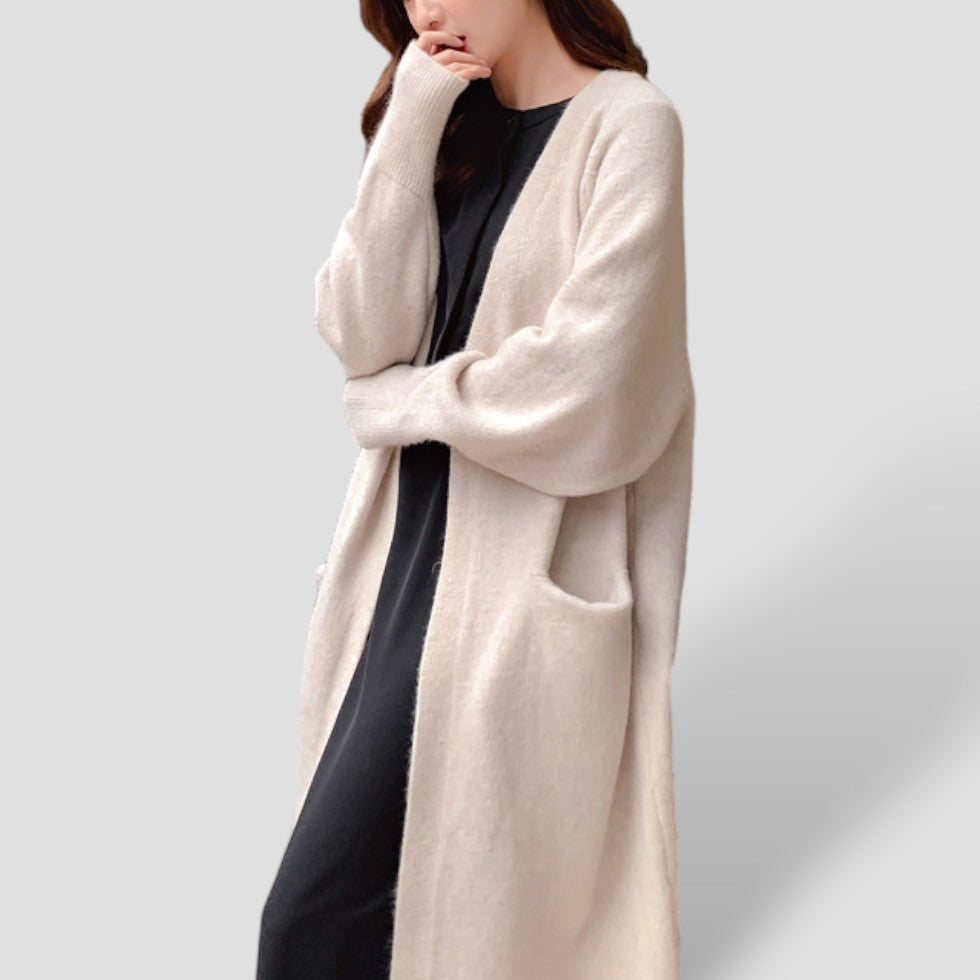 EB | Damen Cardigan mit langer offener Vorderseite und Taschen
