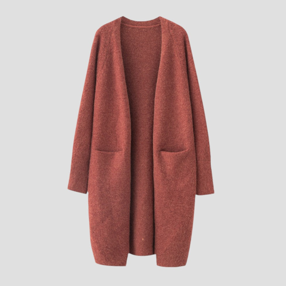 EB | Damen Cardigan mit langer offener Vorderseite und Taschen