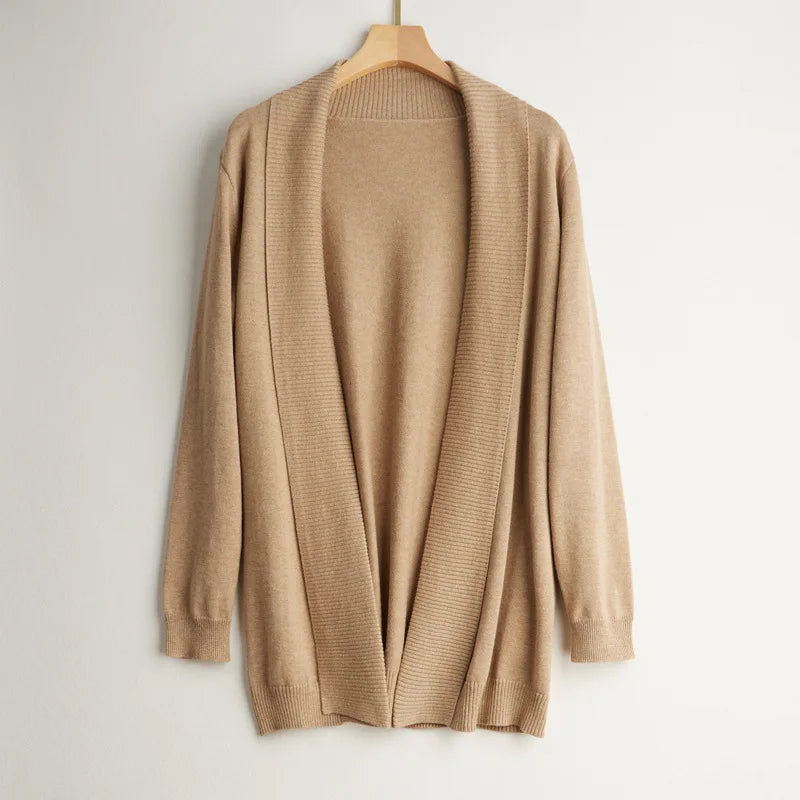 EB | Damen Strickcardigan mit offener Vorderseite und langen Ärmeln