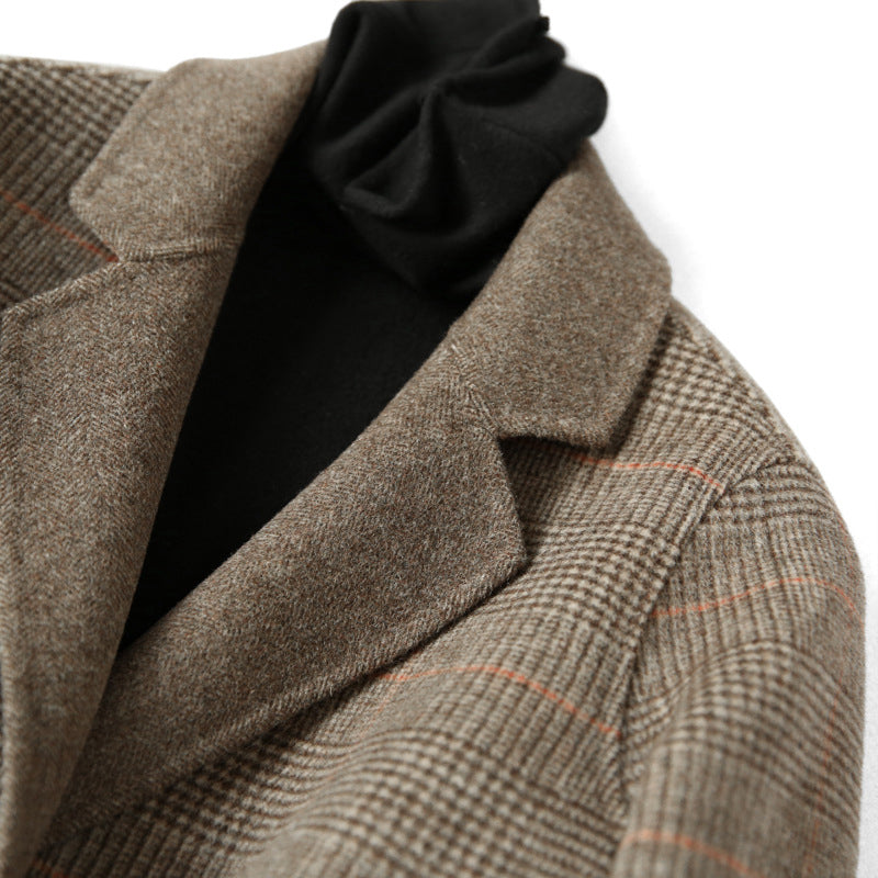 EB | Damen Woll-Winterjacke mit Karomuster und Reverskragen
