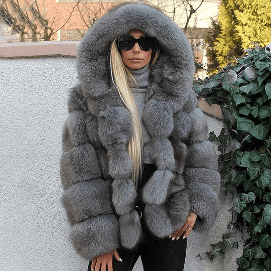 EB | Damen Oversized Teddyjacke mit Kapuze