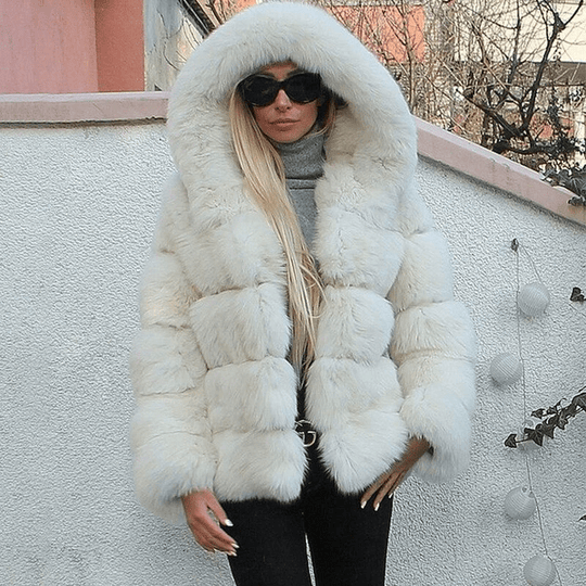 EB | Damen Oversized Teddyjacke mit Kapuze