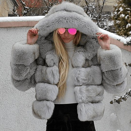 EB | Damen Oversized Teddyjacke mit Kapuze
