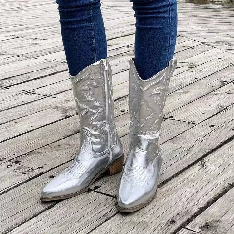 EB | Retro Bestickte Cowboy Stiefel