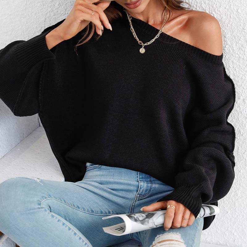 EB | Eleganter Einfarbiger Strickpullover Für Freizeit