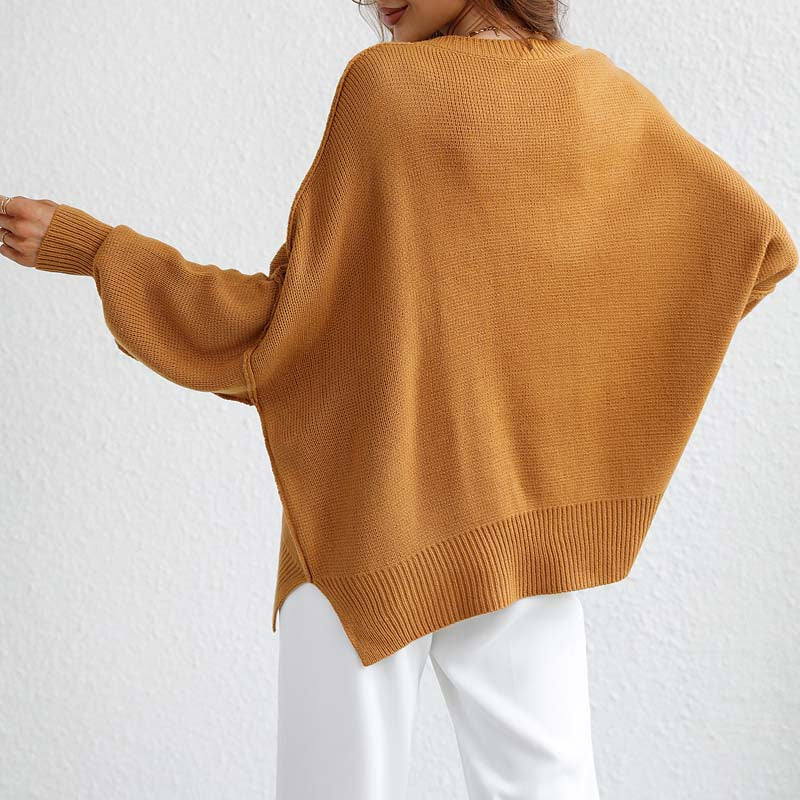 EB | Eleganter Einfarbiger Strickpullover Für Freizeit
