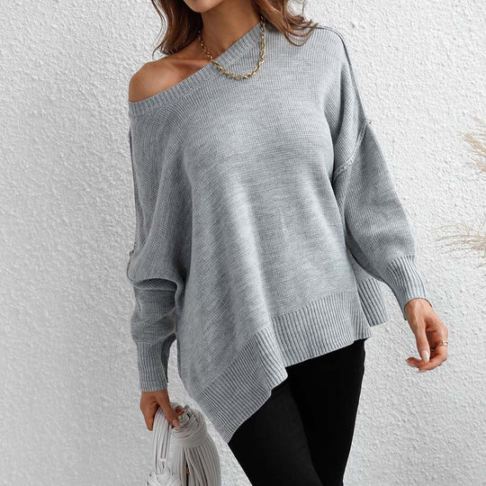 EB | Eleganter Einfarbiger Strickpullover Für Freizeit