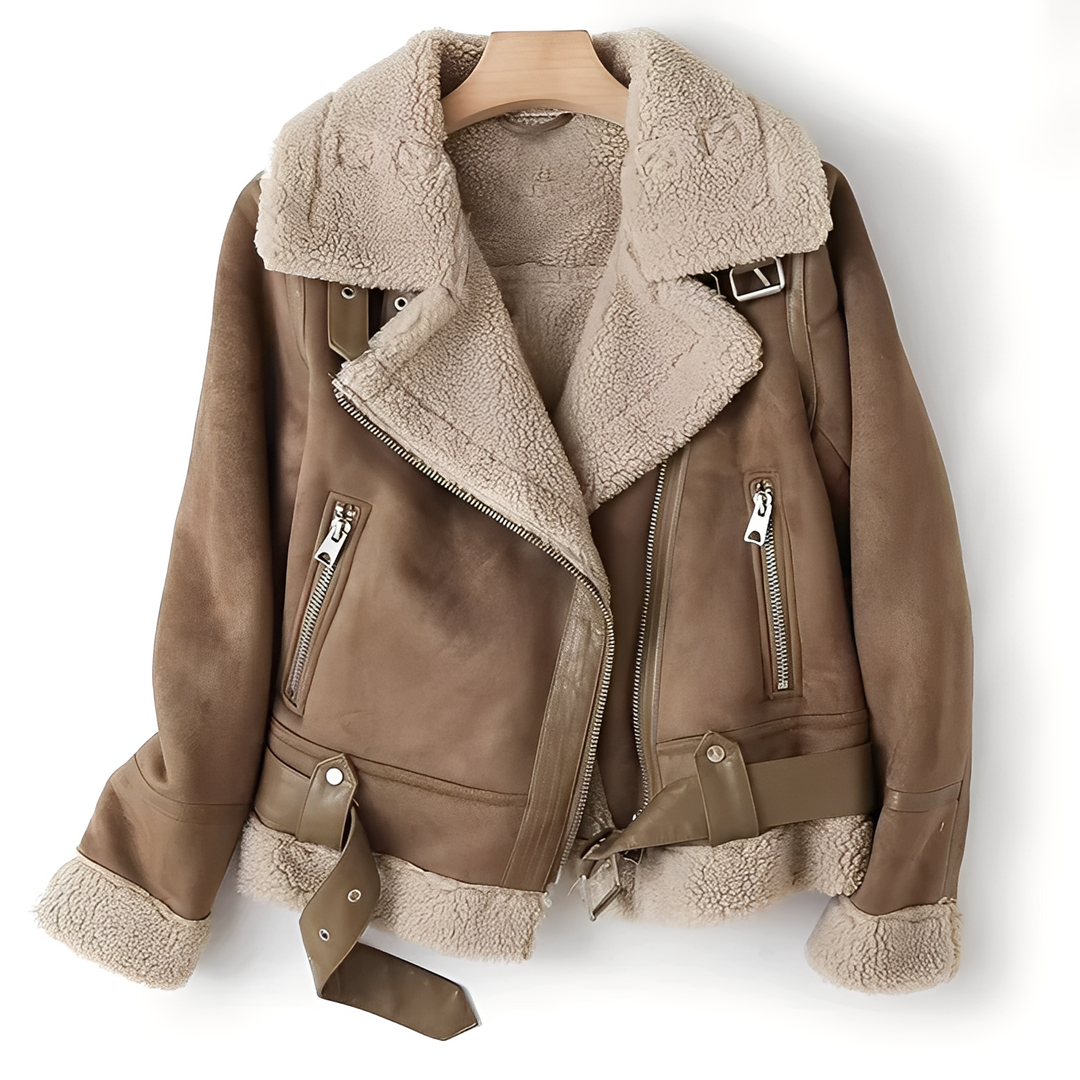 EB | Warme Bikerjacke aus Schaffell für Frauen