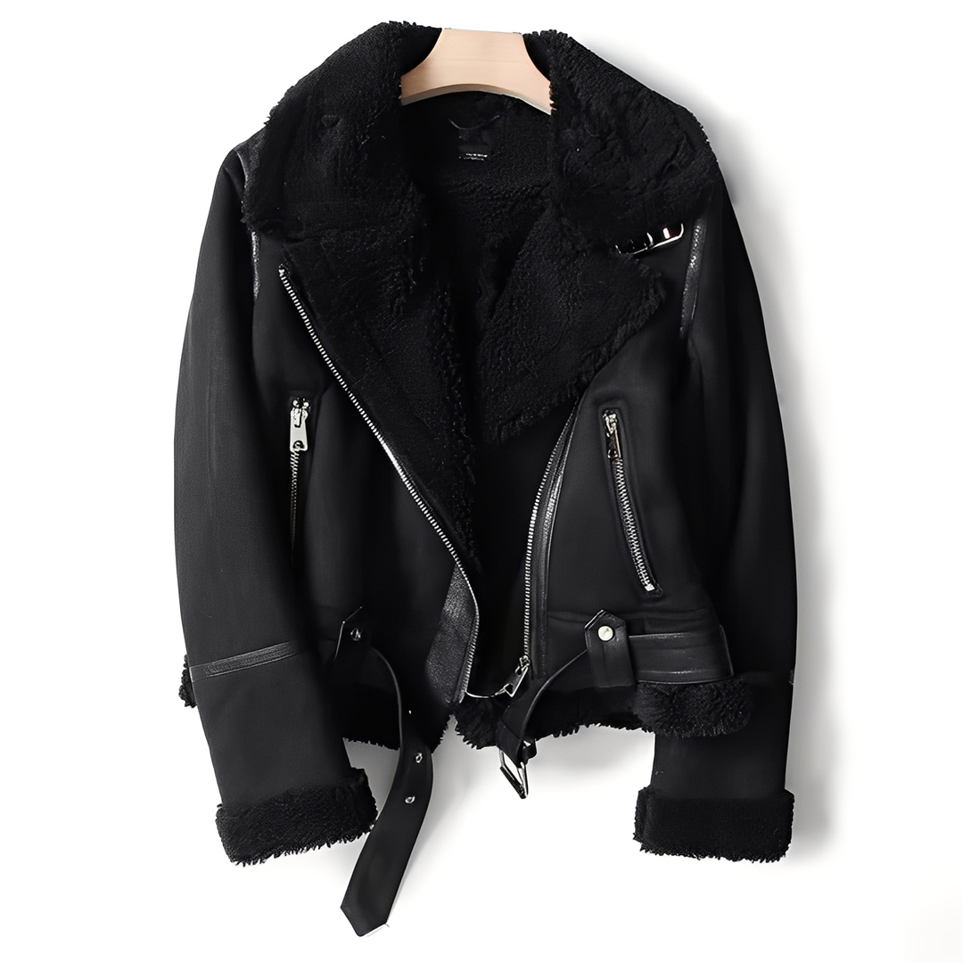 EB | Warme Bikerjacke aus Schaffell für Frauen
