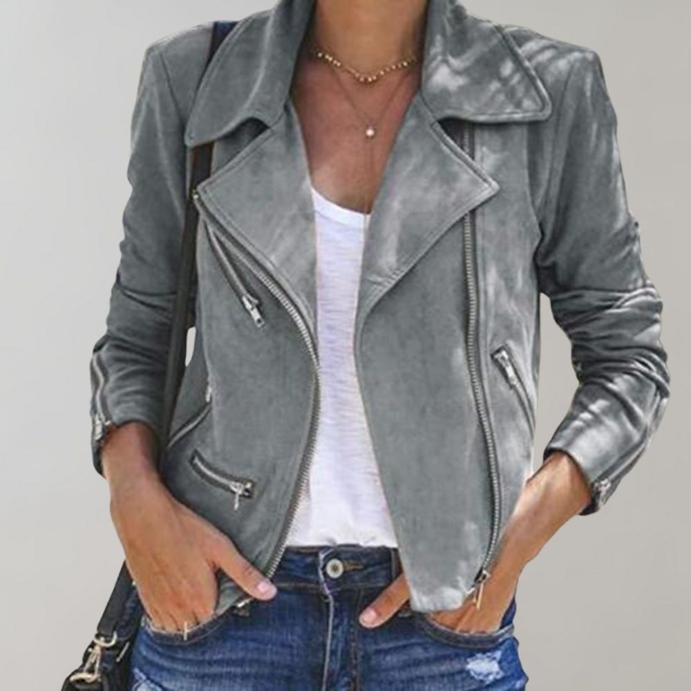 EB | Wildleder Bikerjacke mit Reißverschluss für Damen