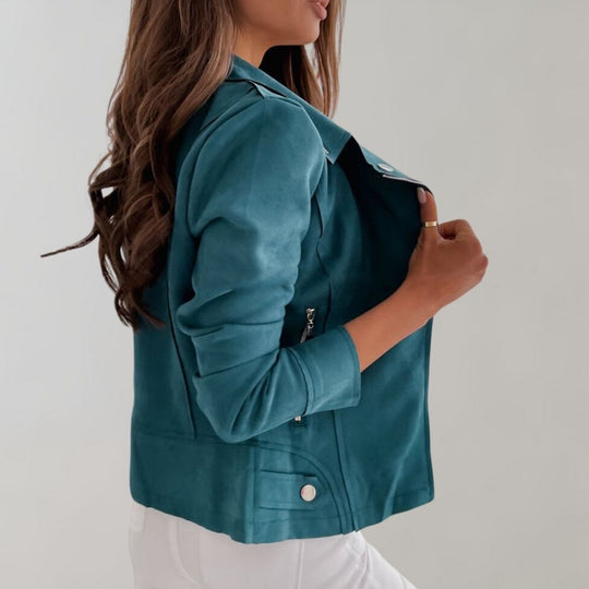 EB | Wildleder Bikerjacke mit Reißverschluss für Damen