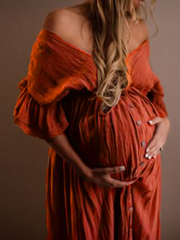 EB | Schwangerschafts-Chaps für Fotoshootings, Babyparty-Kleider mit Knöpfen, Kordelzug, Rückenfrei