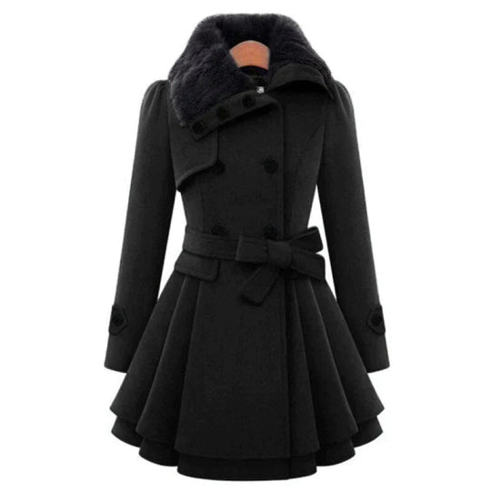 EB | Damen-Trenchcoat mit Veganem Fell und Gürtel
