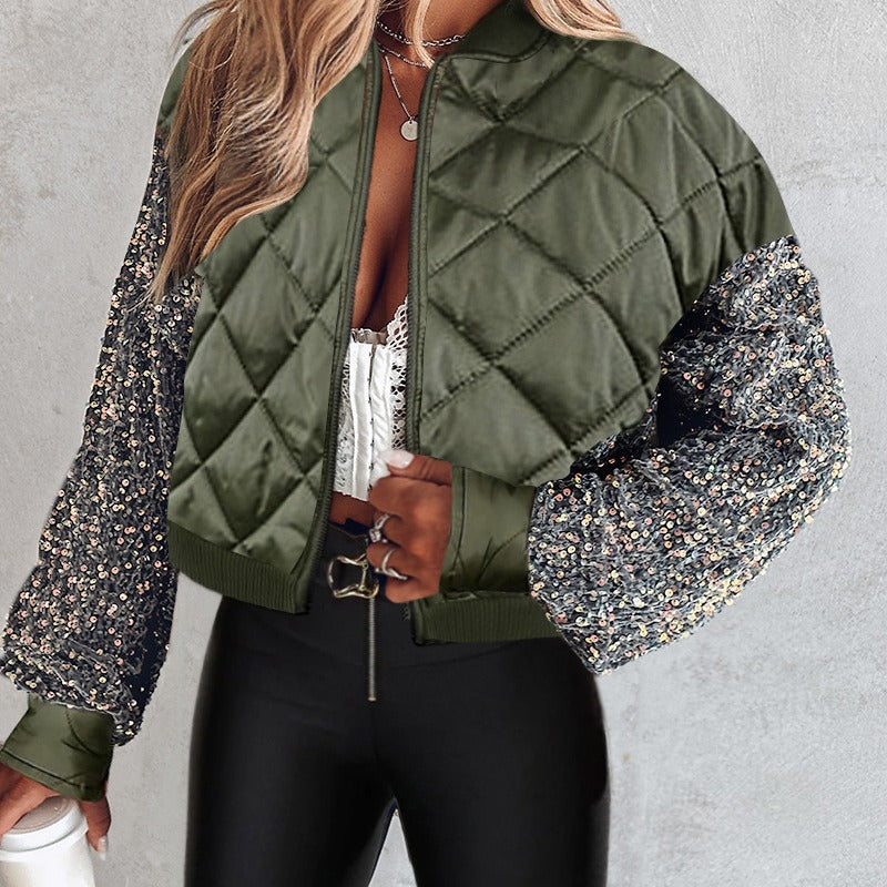 EB | Kurze gesteppte Jacke mit Pailletten für Frauen