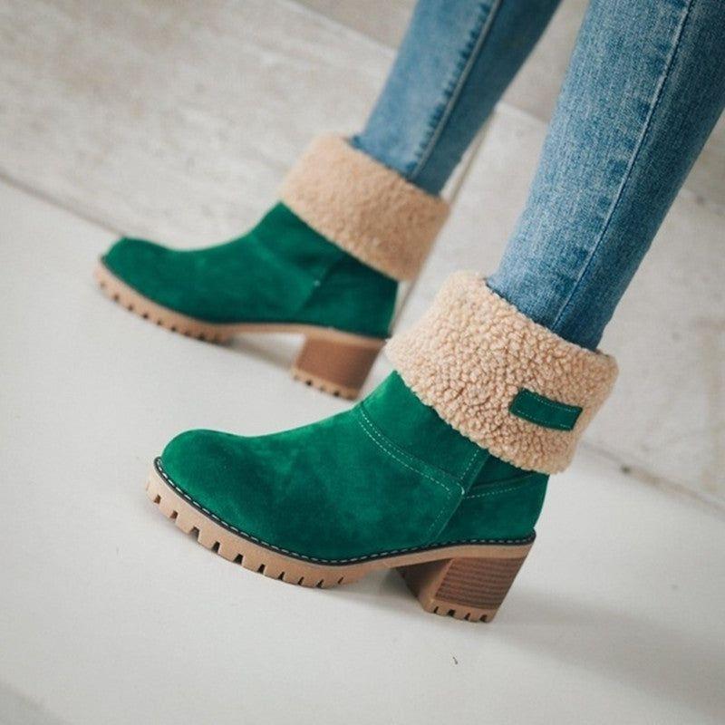 EB | Warme Teddy Damen Stiefeletten mit Absatz