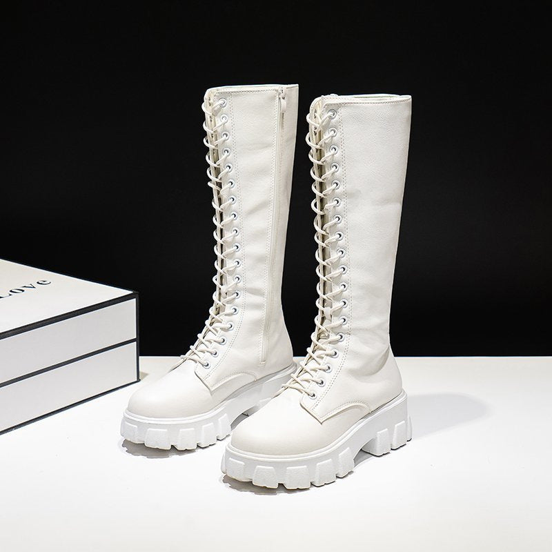 Damen kniehohe Stiefel Stilvolle Kunstleder für Freizeit- und formelle Anlässe EB