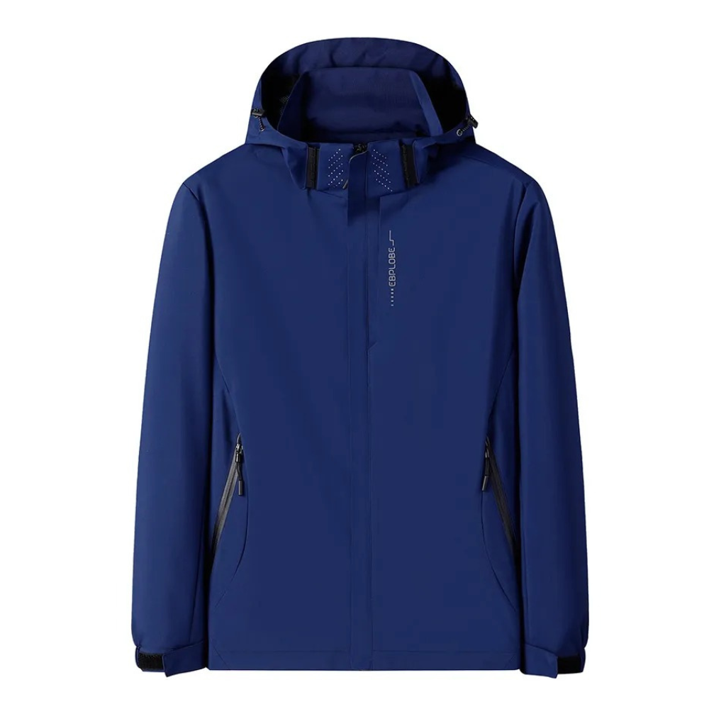 EB | Herren Blauer Kapuzenwindbreaker - Wasserdichtes Design