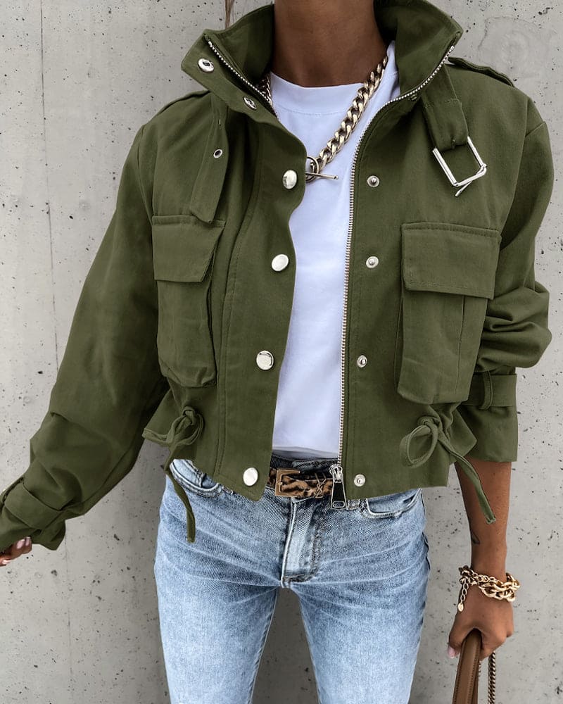 EB | Damen Kurze Button-Down Utility-Jacke