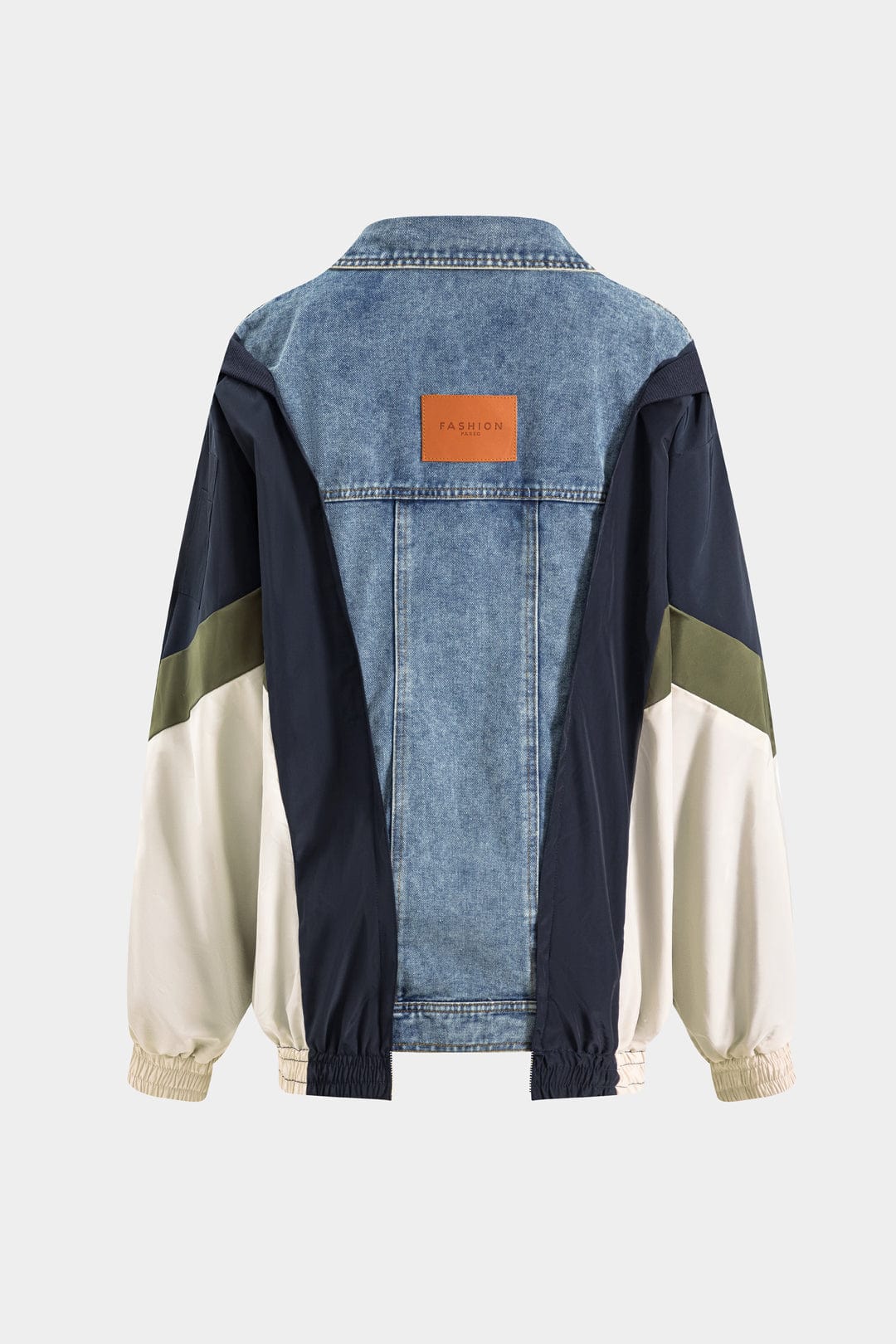 EB | Patchwork Jacke mit Denim und Nylon Elementen Lässig und Individuell