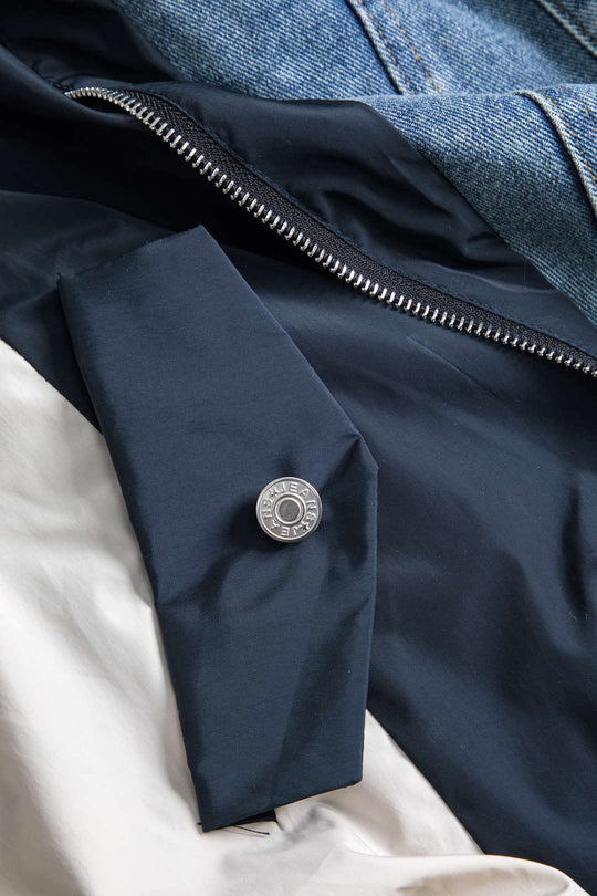 EB | Patchwork Jacke mit Denim und Nylon Elementen Lässig und Individuell