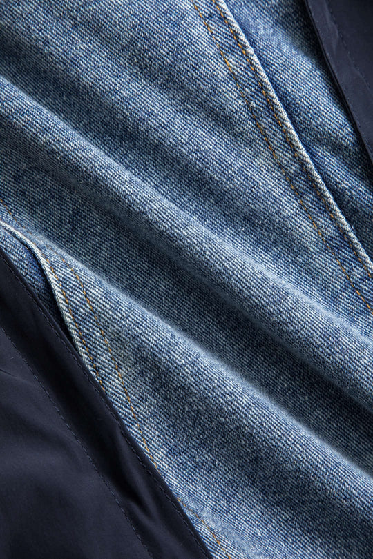 EB | Patchwork Jacke mit Denim und Nylon Elementen Lässig und Individuell