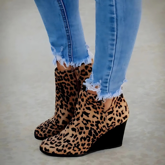 EB | Stiefeletten - Faux Wildleder - Keilabsatz - Seitenreißverschluss