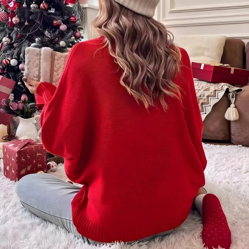 EB | Damen Rollkragenpullover mit Langen Ärmeln und Love Print
