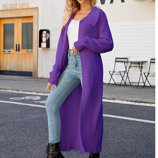 EB | Elegante Damen Maxi Jacke mit Langen Ärmeln