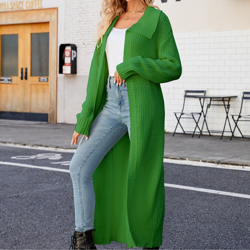 EB | Elegante Damen Maxi Jacke mit Langen Ärmeln