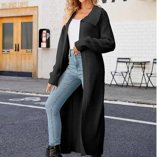 EB | Elegante Damen Maxi Jacke mit Langen Ärmeln