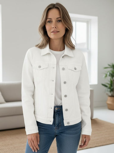 EB | Damenjeansjacke Aus Strapazierfähigem Material mit Knöpfen und Schicken Taschen