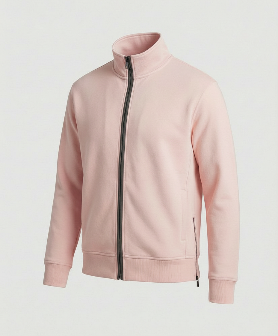 Minimalistischer Unisex Cardigan 430g Baumwolle mit Doppel-Reißverschluss