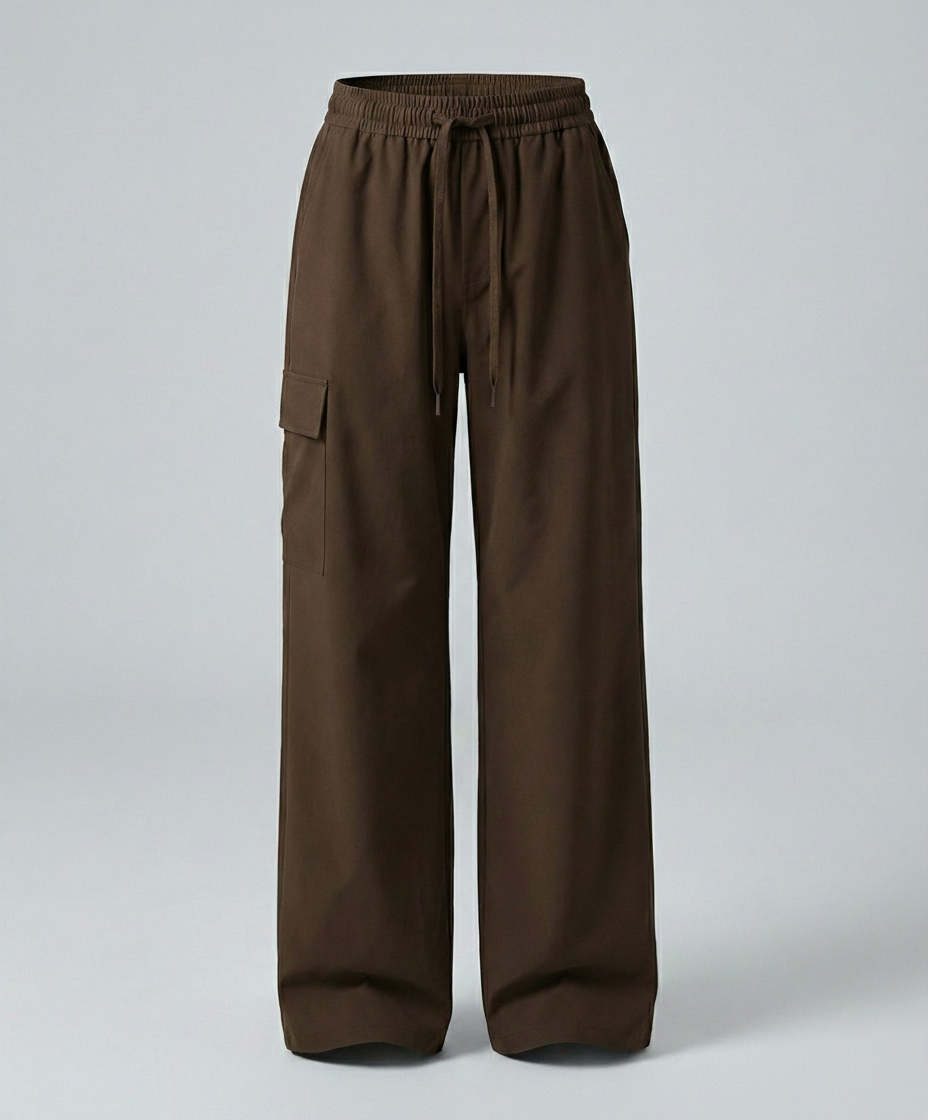 Damen leichte packbare Outdoor-Hose mit weitem Bein elastischem Bund und aufgesetzten Seitentaschen EB