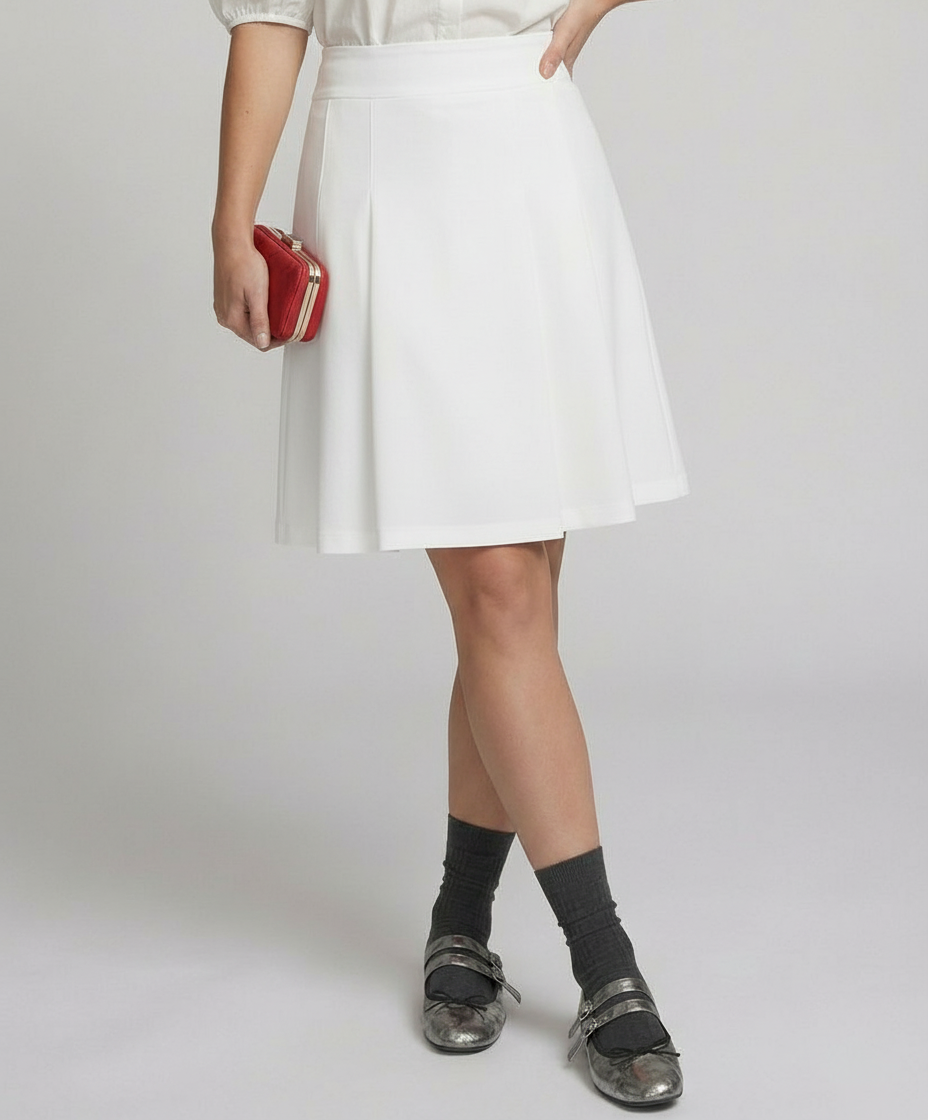 Damen Minirock aus reiner Baumwolle mit eleganten Falten