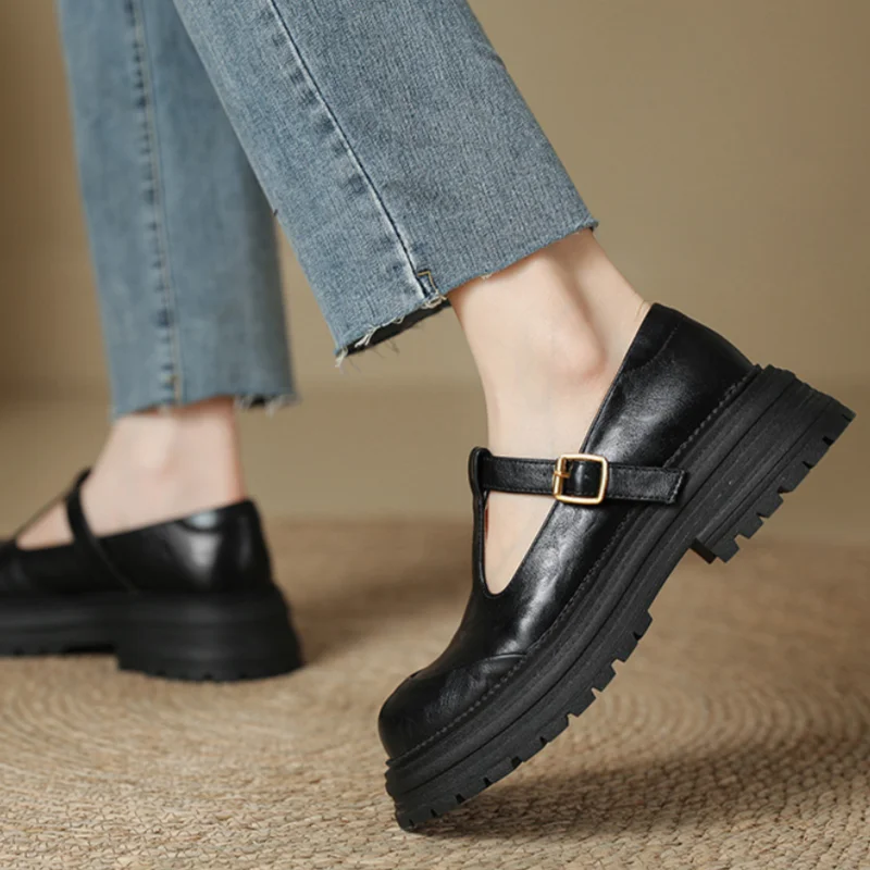 Mary Jane Schuhe - Retro klobige T-Bar Schuhe für Damen EB