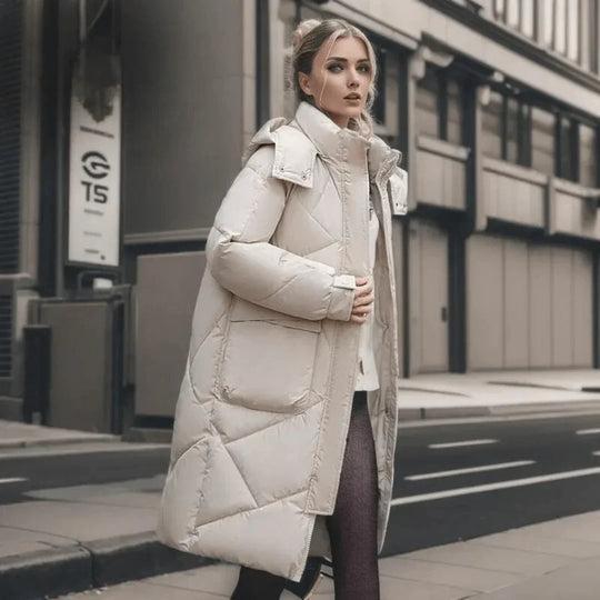 EB | Gepolsterte Jacke - Oversized-Passform - Kapuze mit Hohem Kragen - Verstellbare Bündchen - Mittellanges Modell