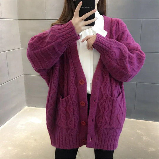EB | gestrickte Jacke Lang, dick und warm