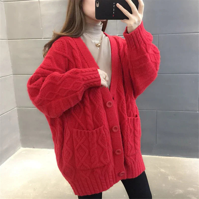 EB | gestrickte Jacke Lang, dick und warm