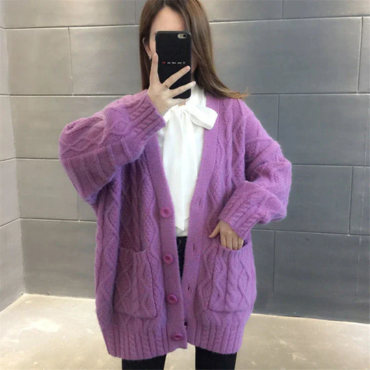 EB | gestrickte Jacke Lang, dick und warm