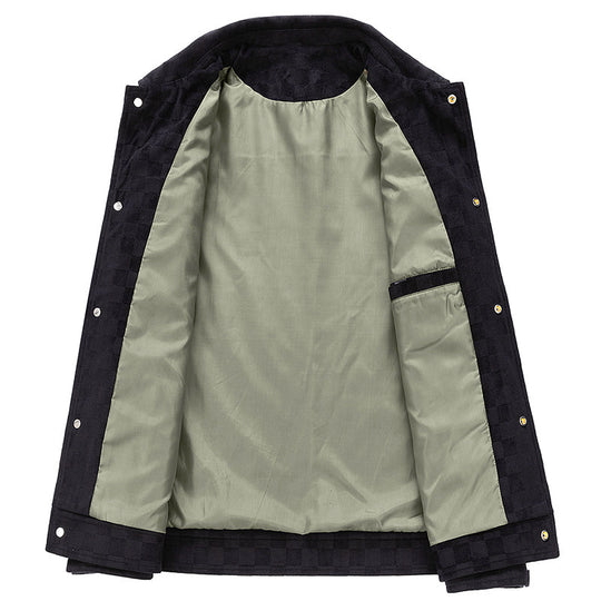 EB | Faux Suede Karierte Jacke mit Druckknopfverschluss