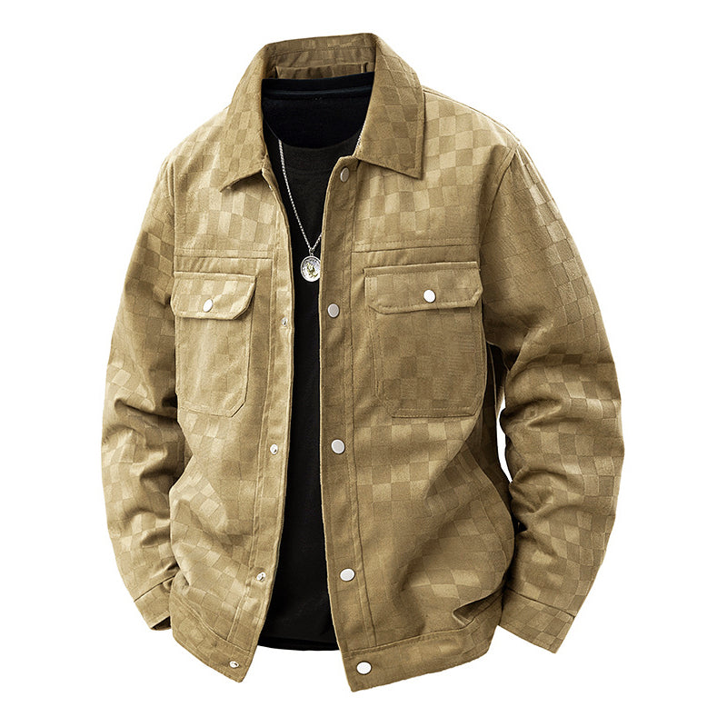 EB | Faux-Suede-Jacke mit Kariertem Muster