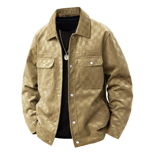EB | Faux-Suede-Jacke mit Kariertem Muster